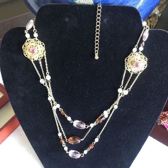 $8 ea or 3/$15. Goldtone and Pink Triple Strand Ne - Picture 6 of 8